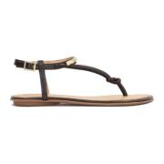 Platte flip-flop sandalen met metalen versiering Kazar , Black , Dames