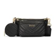 3-in-1 handtas op een brede band Kazar , Black , Dames