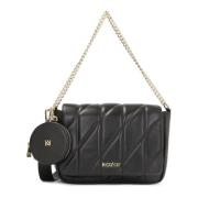 Handtas met klep en afneembare portemonnee Kazar , Black , Dames