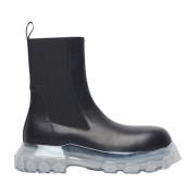 Leren Tractorlaarzen met Transparante Zool Rick Owens , Black , Heren