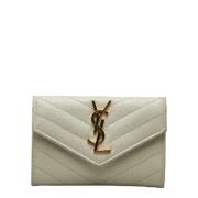 Pre-owned Leather wallets Yves Saint Laurent Vintage , White , Dames