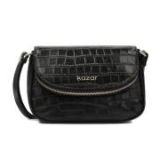 Zwarte riem handtas met klepzak Kazar , Black , Dames