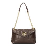 Bruine gewatteerde handtas versierd met monogram Kazar , Brown , Dames