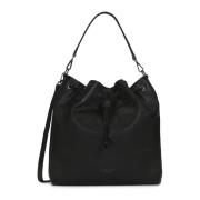 Leren tas handtas met twee banden Kazar , Black , Dames