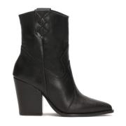 Zwarte leren hakken cowboy laarzen Kazar , Black , Dames