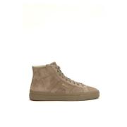 Dubbele gesp sneaker in Greige suède Santoni , Beige , Heren