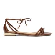 Platte bruine sandalen vastgebonden met een teenring Kazar , Brown , D...