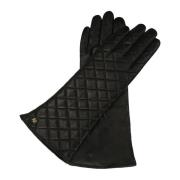 Zwarte leren handschoenen met verlengd profiel Kazar , Black , Dames