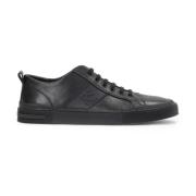 Zwarte leren sneakers voor heren in minimalistische stijl Kazar , Blac...