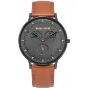 Herenhorloge Quartz 42mm Roestvrij Staal Grijs Kalfsleer Bruin Police ...