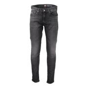 Zwarte Denim Slim Jeans met Borduurwerk Tommy Hilfiger , Black , Heren