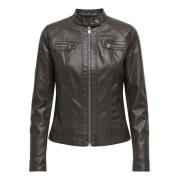 Faux Leather Biker Jacket Only , Brown , Dames