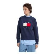 Vlag Logo Trui - Rechte Pasvorm Tommy Jeans , Blue , Dames