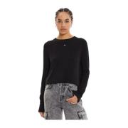 Biologische Katoenen Trui - Rechte Pasvorm Tommy Jeans , Black , Dames