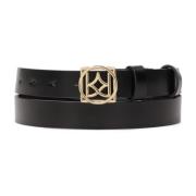 Minimalistische leren damesriem met logogesp Kazar , Black , Dames