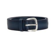 Denim Leren Riem Zilveren Gesp Orciani , Blue , Heren