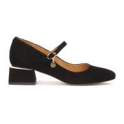 Suède pumps met een bandje op de wreef Kazar , Black , Dames