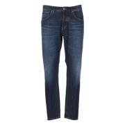 Blauwe Katoenen Jeans met Logo Dondup , Blue , Heren