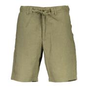 Groene Linnen Bermuda Shorts met Trekkoord in de Taille Gant , Green ,...