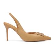 Leren pumps met open hiel Kazar , Beige , Dames