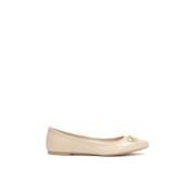 Leren ballerina's met strik en label Kazar , Beige , Dames