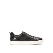 Zwarte leren sneakers op een witte zool Kazar , Black , Heren