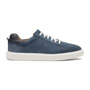 Marineblauwe suède sneakers met witte zool Kazar , Blue , Heren