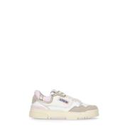 Ivoor Leren Sneakers met Roze Details Autry , Beige , Dames