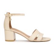 Beige sandalen op een brede hak Kazar , Beige , Dames