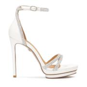 Witte trouwsandalen met platform en kristallen Kazar , White , Dames