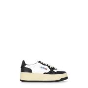 Zwarte leren sneakers met geperforeerde details Autry , Black , Dames