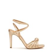 Gouden hoge stiletto sandalen met dunne bandjes en knopen Kazar , Yell...