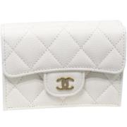 Pre-owned Leather wallets Chanel Vintage , White , Dames