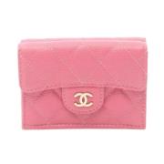 Pre-owned Leather wallets Chanel Vintage , Pink , Dames