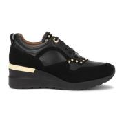 Zwarte sneakers op een verhoogde zool Kazar , Black , Dames