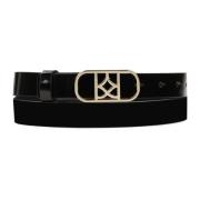 Gelakte band met een logoed gouden gesp Kazar , Black , Dames