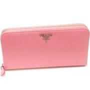 Pre-owned Leather wallets Prada Vintage , Pink , Dames