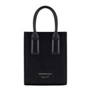 Zwarte Mini Tas met Geborstelde Afwerking Emporio Armani , Black , Dam...