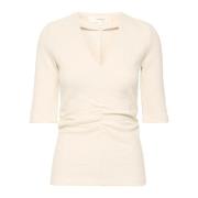 Gedrapeerd V-hals Top Whisper White InWear , White , Dames