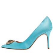 Pre-owned Satin heels Manolo Blahnik Pre-owned , Blue , Dames