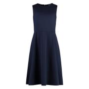 Wijd Uitlopende Zoom Midi Viscose Jurk Ralph Lauren , Blue , Dames