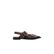 Stijlvolle Buckle Ballerina Schoenen Ganni , Brown , Dames