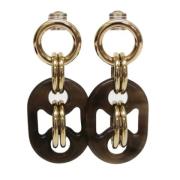 Pre-owned Metal earrings Hermès Vintage , Brown , Dames