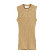 Beige Geribbeld Hemdje Sportmax , Beige , Dames