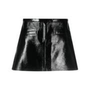 Vinyl Trapeze Mini Rok Courrèges , Black , Dames