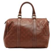 Pre-owned Leather handbags Gucci Vintage , Brown , Dames