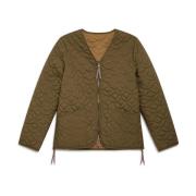 Flared Nylon Short Jacket Reversible Maliparmi , Green , Dames