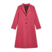 Handgemaakte Wollen Jas met Splitten Maliparmi , Pink , Dames