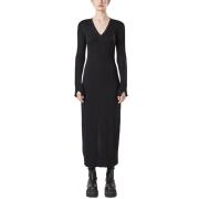 V-hals Viscose Jurk Thom Krom , Black , Dames