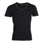 Zwart Katoen Zilveren Ketting T-Shirt Dolce & Gabbana , Black , Dames